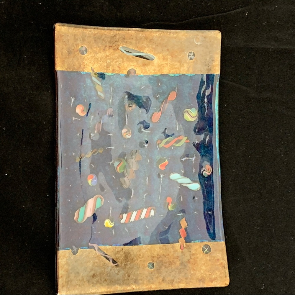 Artisan Fused Glass Tray with Abstract Design